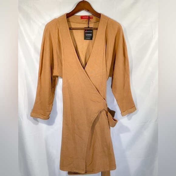 n: Philanthropy Sweatshirt Dress Womens V Neck Tan Long Sleeve Wrap Size Small - Picture 4 of 11